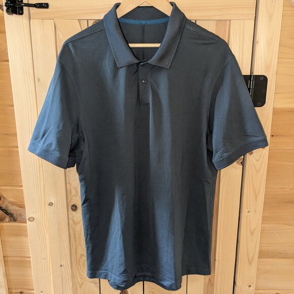 LULULEMON Tech Pique Polo Short Sleeve Shirt Golf Casual Dark Gray Large - Picture 1 of 11